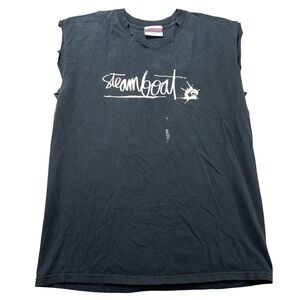 Vintage 90s Quiksilver Shirt Mens Large Black Steamboat Sleeveless‎ Surf Tee USA